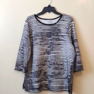 BonWorth black/white 3/4 sleeve blouse size large